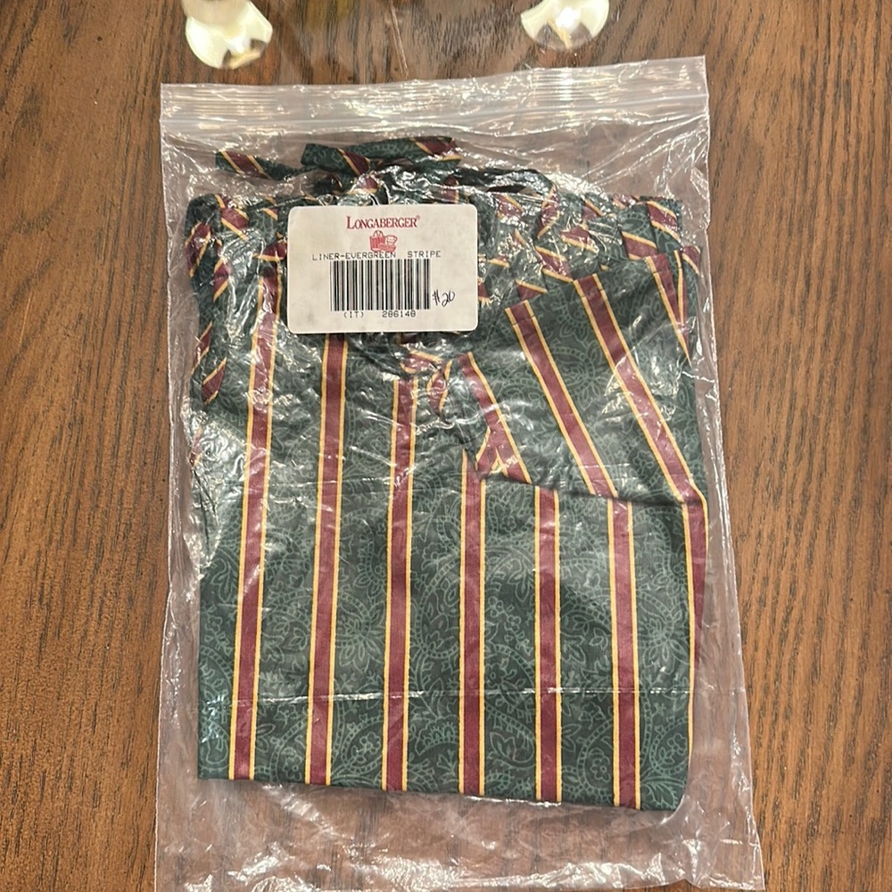 Longaberger Evergreen Basket liner in Imperial Stripe